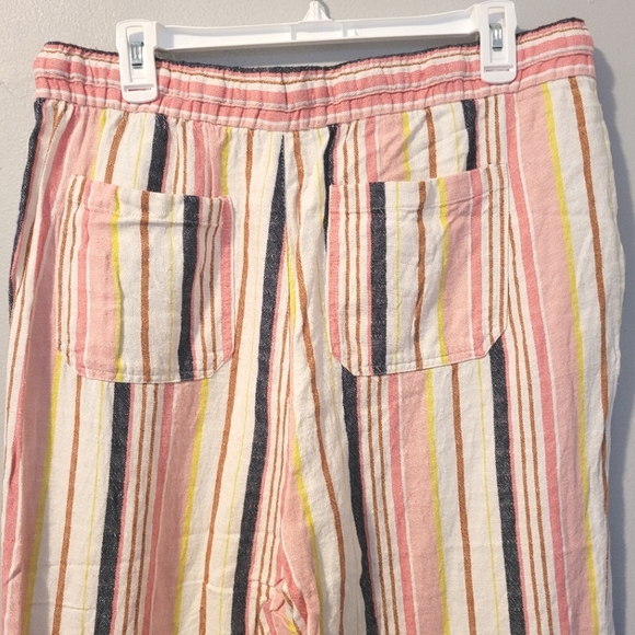 Old Navy colorful Striped pants pull-on elastic drawstring linen blend Women's L - Picture 6 of 11